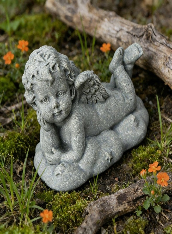 livelyfish Mini Guardian Angel Statue Praying Cherub Figurine Sandstone Wings Angel Sculpture for Aquarium Fish Tank Flower Pot Decor (B) - Image 5