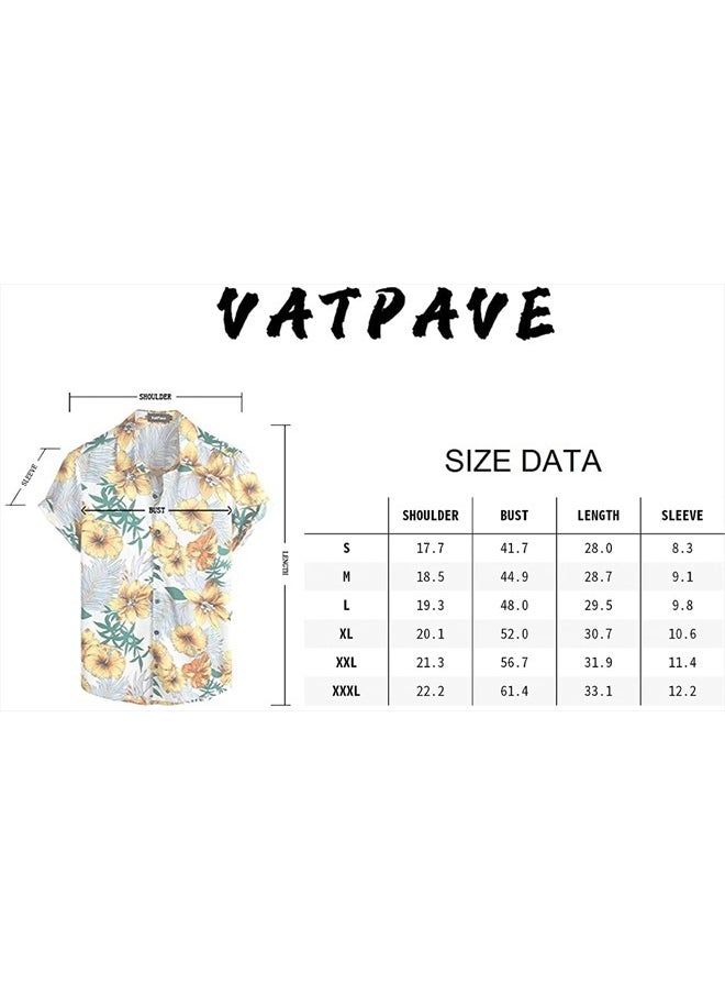 VATPAVE Mens 100% Cotton Hawaiian Shirts Button Down Short Sleeve Beach Shirts Summer Casual Aloha Shirts X-Large Beige Pineapple Button up  - Image 3