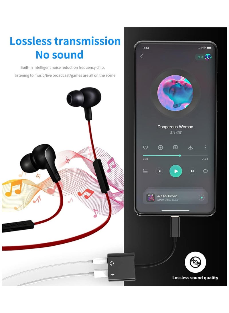 Generic - 2-in-1 Lightning Audio Jack/Charging Port Splitter Black , Headphone Adapter, 2 in 1  Audio Converter Earphone Adaptor Headphone Cable Splitter Adapter .(Black) - Image 1