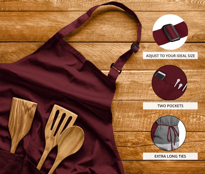 Utopia Kitchen 2 Pack Bib Apron  Adjustable with 2 Pockets  Water and Oil Resistant  Cooking Kitchen Chef Apron for Women Men - Image 4