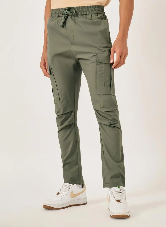 Fort Collins Solid Drawstring Waist Straight Leg Cargo Pants
