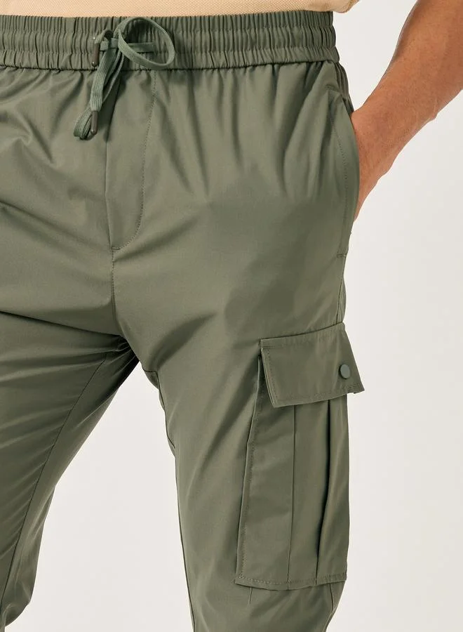 Fort Collins Solid Drawstring Waist Straight Leg Cargo Pants