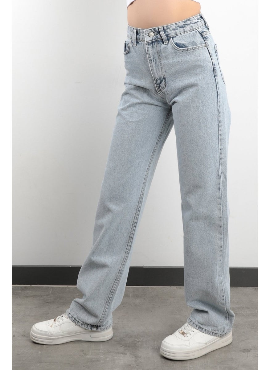 Giysa John Borners JB Paris Straight Leg High Waist Boyfriend Jeans 100% Cotton Ice Blue Women's Jeans - 591-2139  - Image 4