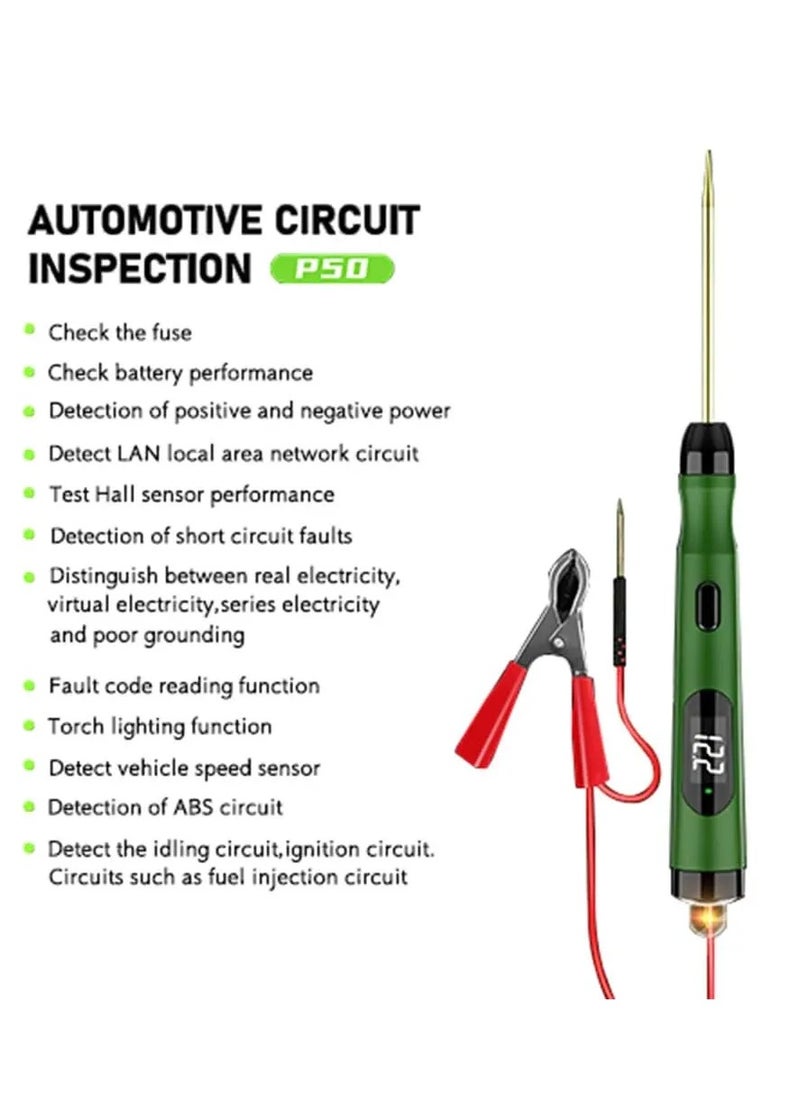 TopDiag - P50 Automotive Circuit Tester LCD Display Voltage Measurement Bulb Load Measurement Power Polarity Display Three Detection Modes Switching Car Circuit Tester Automotive Electrical Tester - Image 1