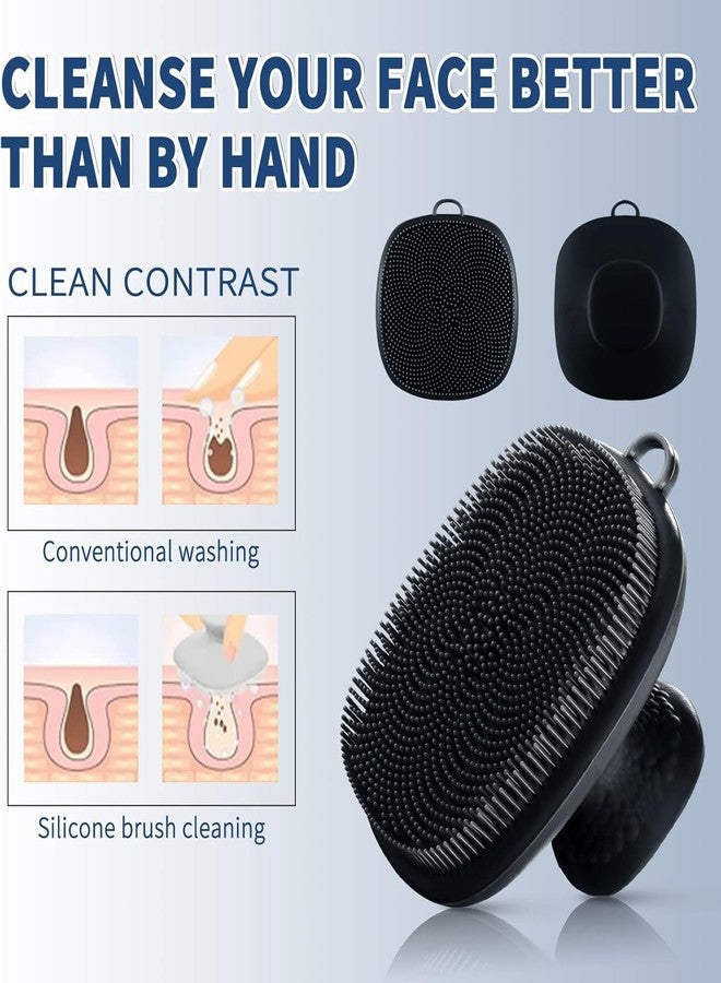 SANLESS Silicone Face Scrubber Black [2 Pack] | Soft Facial Cleansing Brush for Women & Men | Deep Exfoliating, Blackhead Remover & Pore Cleaner | Gentle Silicone Face Wash Brush for Glowing Skin - Reusable & Hygienic - Image 2