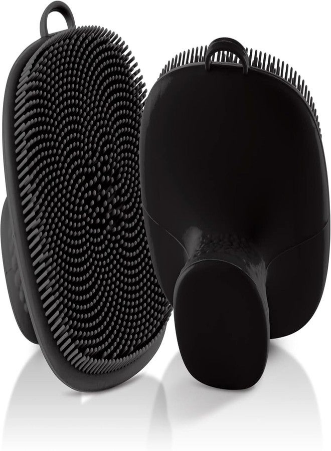 SANLESS Silicone Face Scrubber Black [2 Pack] | Soft Facial Cleansing Brush for Women & Men | Deep Exfoliating, Blackhead Remover & Pore Cleaner | Gentle Silicone Face Wash Brush for Glowing Skin - Reusable & Hygienic - Image 1