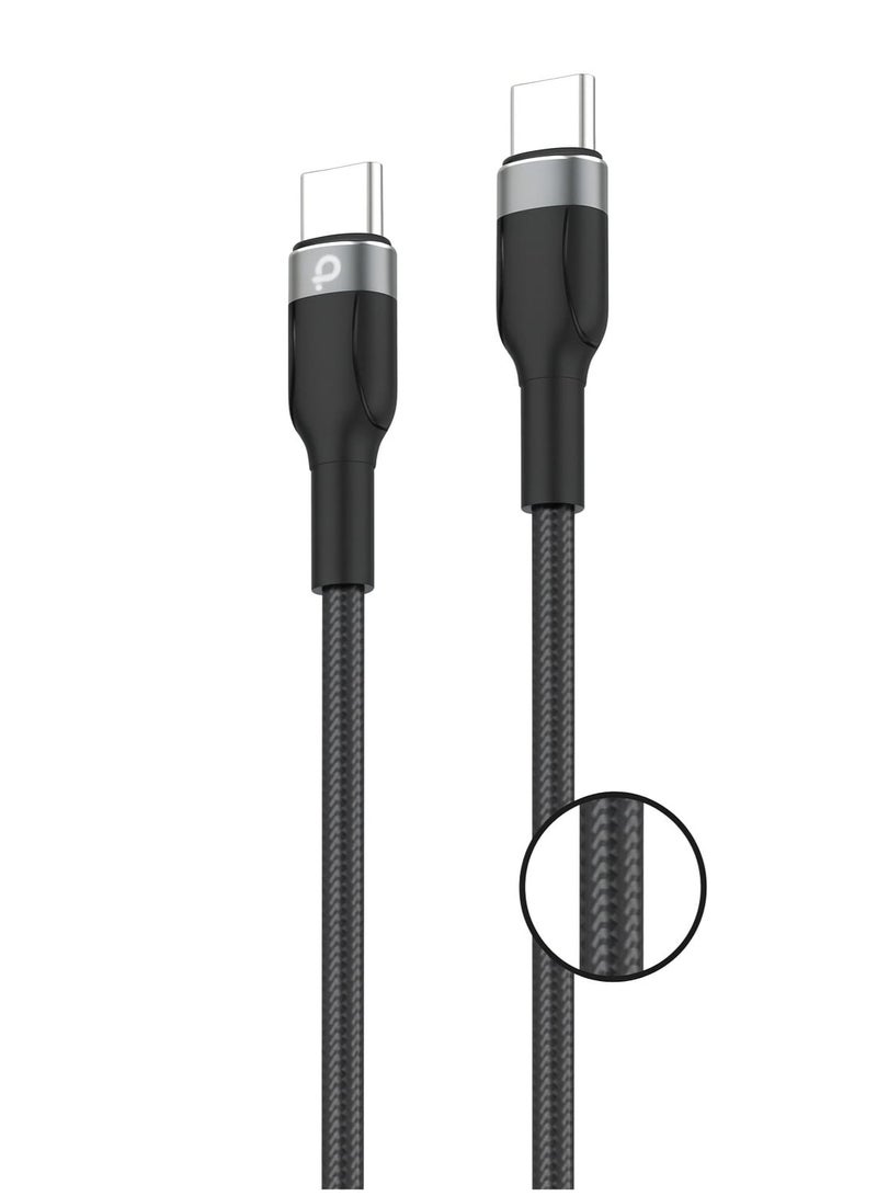 بروماس كابل شحن سريع PROMASS PD 60W تايب سي إلى تايب سي 1 متر نايلون مضفر لنقل البيانات والشحن السريع