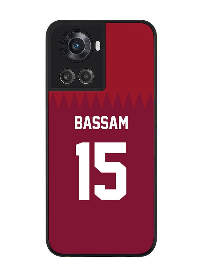 Stylizedd Rugged Black edge case for OnePlus 10R 5G/OnePlus Ace 5G Slim fit Soft Case Flexible Rubber Edges Anti Drop TPU Gel Thin Cover - Football Team - Qatar Player Name - Bassam - Image 1