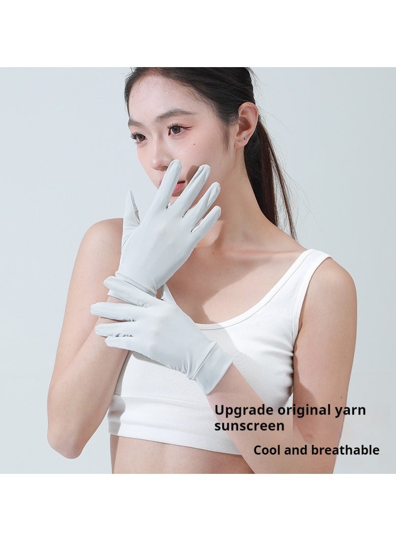 Women's Sun Protection Gloves Summer UV Protection Thin Short Silk Driving Gloves-Grey - Image 4