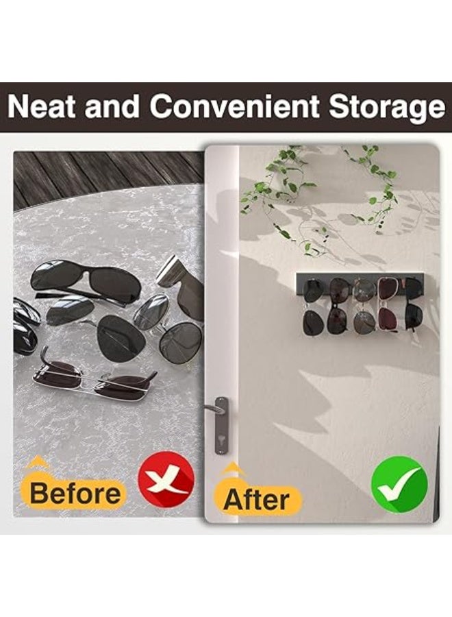 3 Pack Sunglass Organizer, Wall Mounted Sunglasses Organizer, Wooden Glasses Holder Sunglass Holder, Sunglasses Rack for Hanging Your Multiple Eyeglasses, for Wall, Home Decor(Dark Grey) - Image 5