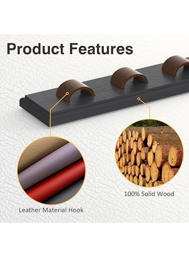 3 Pack Sunglass Organizer, Wall Mounted Sunglasses Organizer, Wooden Glasses Holder Sunglass Holder, Sunglasses Rack for Hanging Your Multiple Eyeglasses, for Wall, Home Decor(Dark Grey) - Image 3