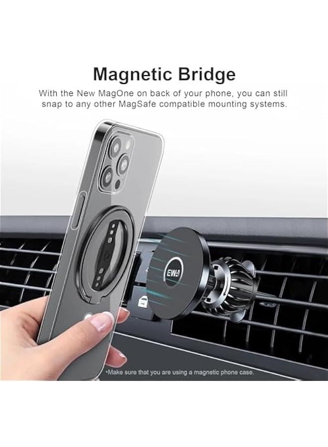 HOOKOR MagOne Phone Grip Stand with Silicone Finger Strap, Removable Magnetic Ring Holder Kickstand Loop, Accessories for iPhone 15, 14, 13 Pro/Max/Plus (Black) - Image 5