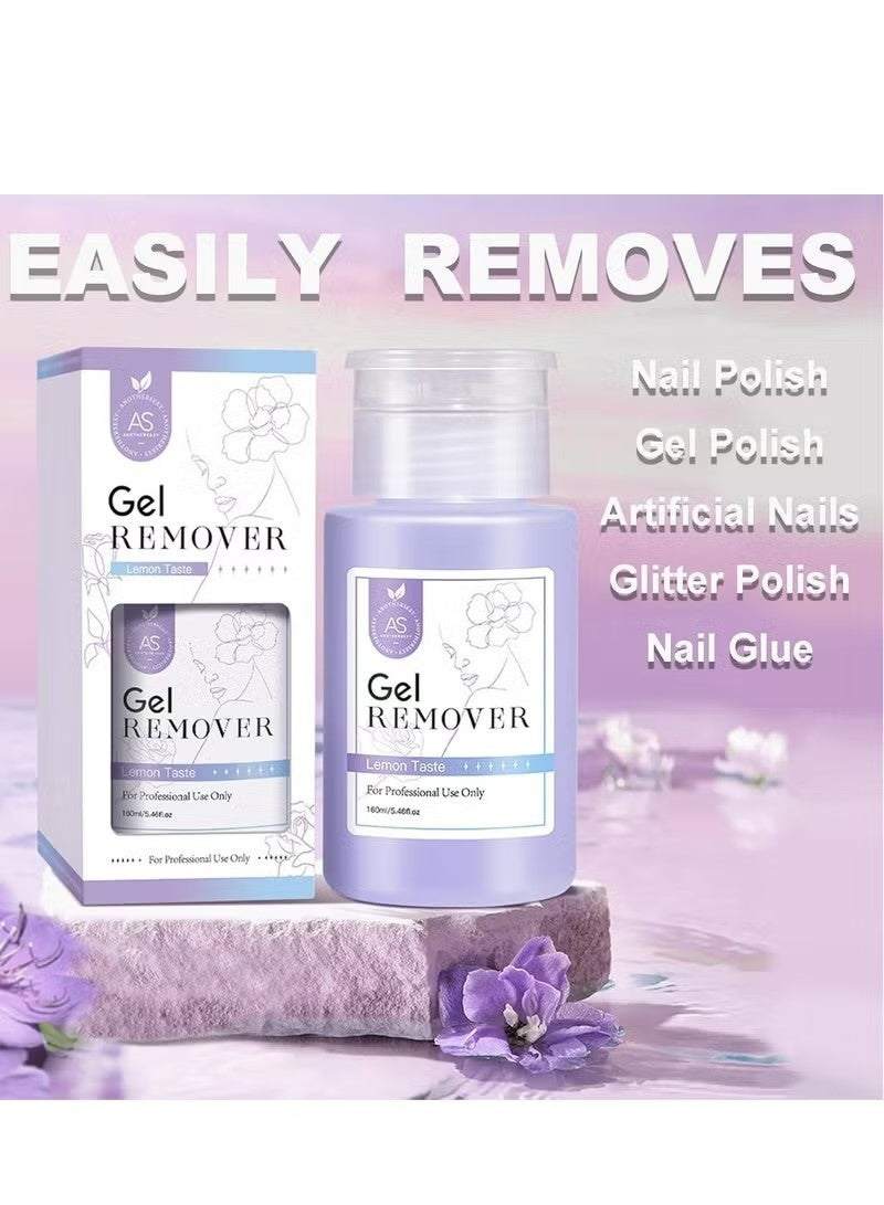 AS Gel Nail Polish Remover, Fast Nail Polish Gel Remover, Nail Polish Remover, Professional Gel Nail Polish Remover, Easily and Quickly Removes Nail Polish In 3-5 Minutes Without Damaging Nails 160ml - Image 2