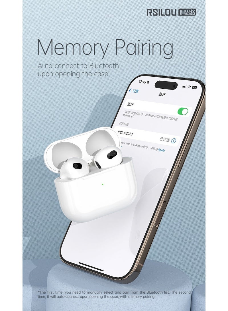 RSILOU- R3023 True Wireless Stereo Earphones | 5.5 Hours Playback | 13mm Dynamic Driver | Bluetooth 5.3 | Deep Bass & Clear Sound | Compact Charging Case (White) - Image 5