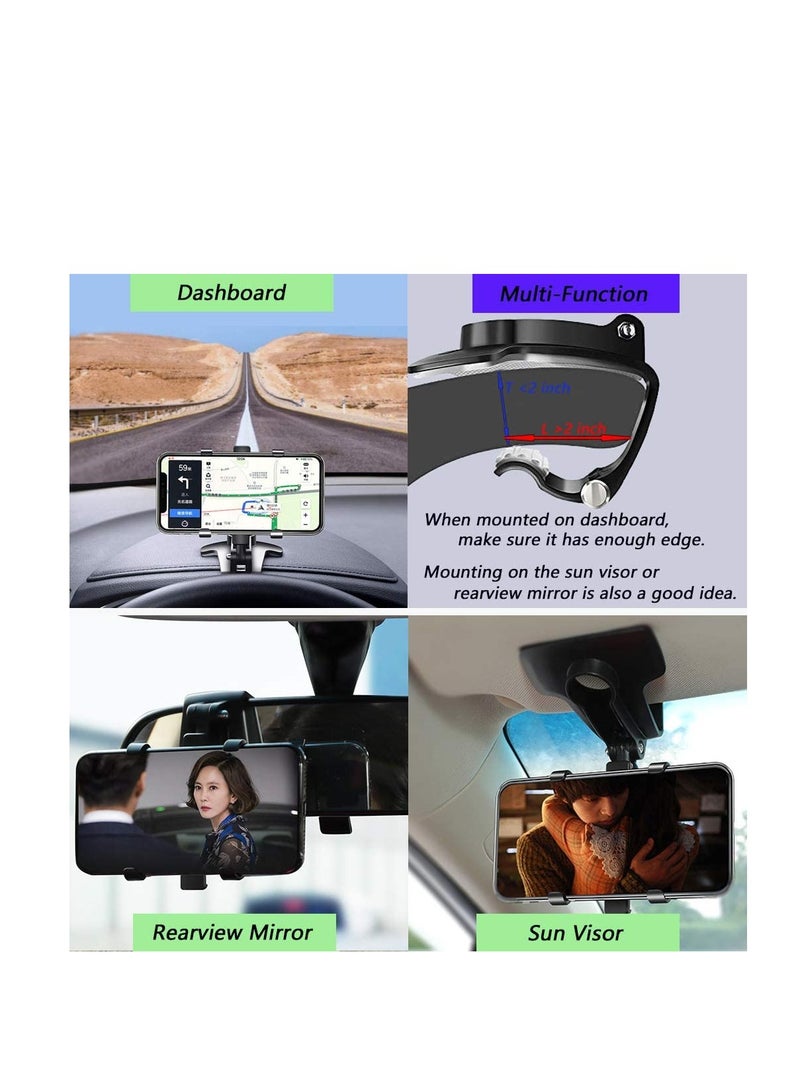 Excefore Car Phone Mount 360 Degree Rotation Dashboard Cell Phone Holder for Car Clip Mount Stand Suitable for 4 to 7 inch Smartphones  - Image 3