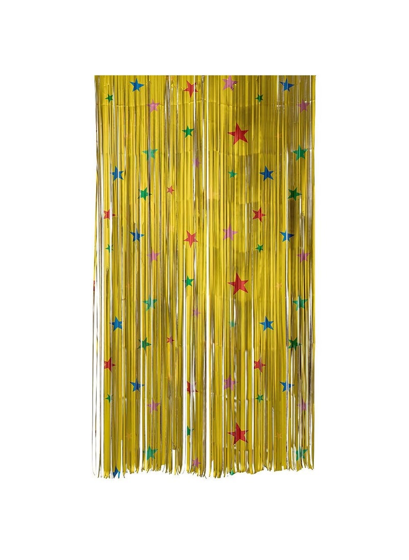 Folat Foil Curtain Gold Stars 200x100cm Party Backdrop - Image 1