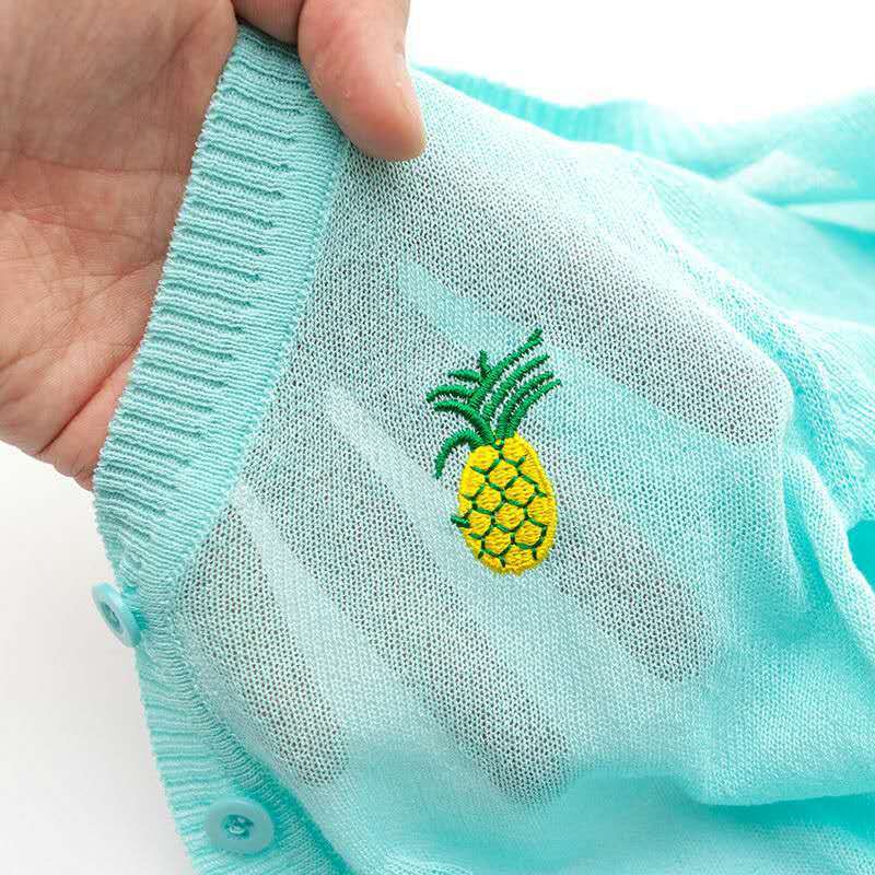2024 New Girls Knit Cardigan Breathable UV Protection Sky Blue