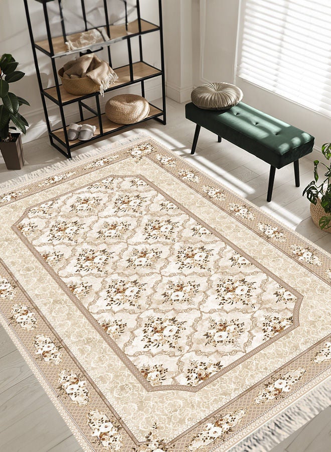 In-House Wooded Design Turkish Rectangular Decorative Carpet - Brown - Image 2