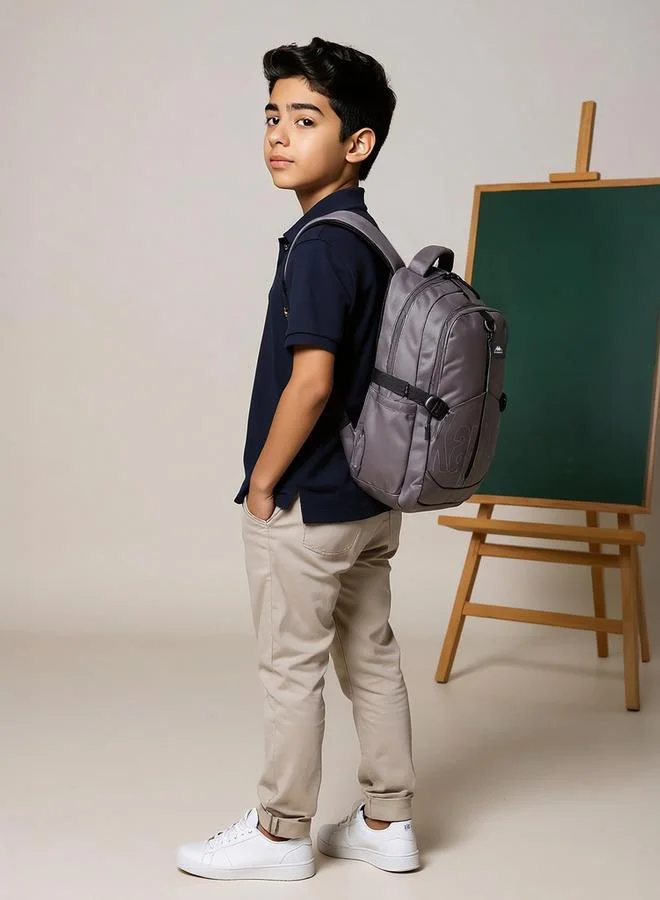 Kappa Logo Print School Backpack With Adjustable Straps And Zip Closure - 17X35X48 Cm