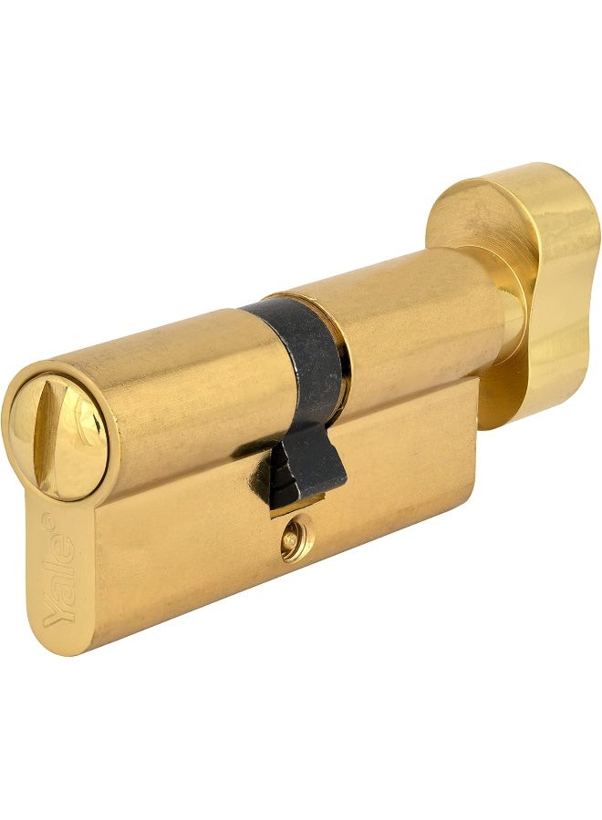 Yale 500 Series Double Euro Profile Cylinder 35+35 Knob+Coin Turn Bathroom Cylinder Polished Brass, Antique Brass - Image 2