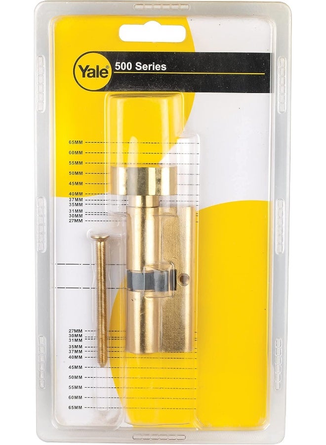 Yale 500 Series Double Euro Profile Cylinder 35+35 Knob+Coin Turn Bathroom Cylinder Polished Brass, Antique Brass - Image 1