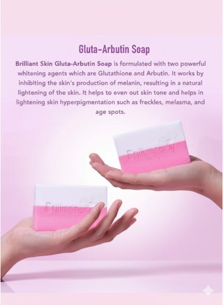 Brilliant Skin Essentials Gluta Arbutin Maintenance Soap Pack of 2 Brightening Moisturizing Gentle Skin Lightening Bath Bar 135g | Best Price UAE