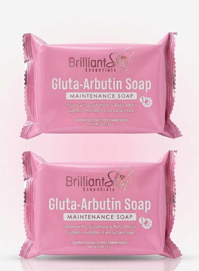 Brilliant Skin Essentials Gluta Arbutin Maintenance Soap Pack of 2 Brightening Moisturizing Gentle Skin Lightening Bath Bar 135g - Image 1