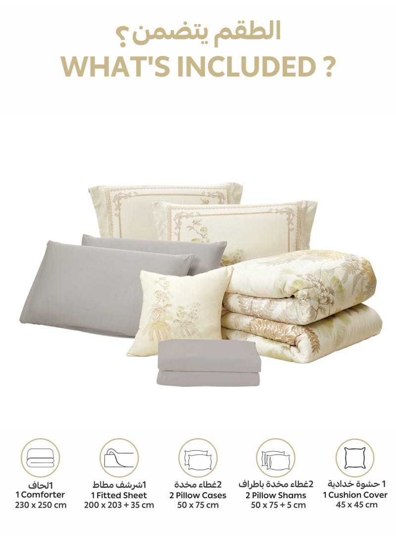 Donetella Bedding Comforter Set, King Size Fits 200x200 cm - 6-Pcs Digital Print Quilted Bed Set, Microfiber Fabric - 1 Comforter, 1 Fitted Sheet, 2 Pillow Shams, 2 Pillowcases . - Image 4