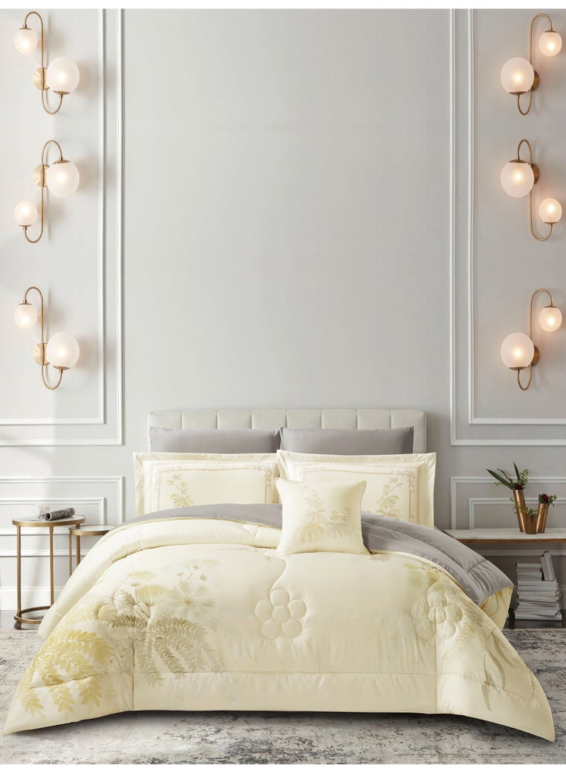 Donetella Bedding Comforter Set, King Size Fits 200x200 cm - 6-Pcs Digital Print Quilted Bed Set, Microfiber Fabric - 1 Comforter, 1 Fitted Sheet, 2 Pillow Shams, 2 Pillowcases . - Image 1