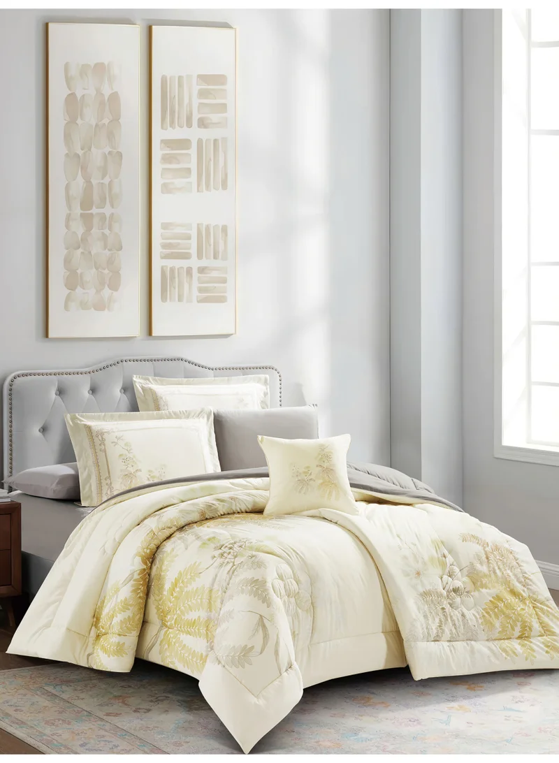 Donetella Bedding Comforter Set, King Size Fits 200x200 cm - 6-Pcs Digital Print Quilted Bed Set, Microfiber Fabric - 1 Comforter, 1 Fitted Sheet, 2 Pillow Shams, 2 Pillowcases .