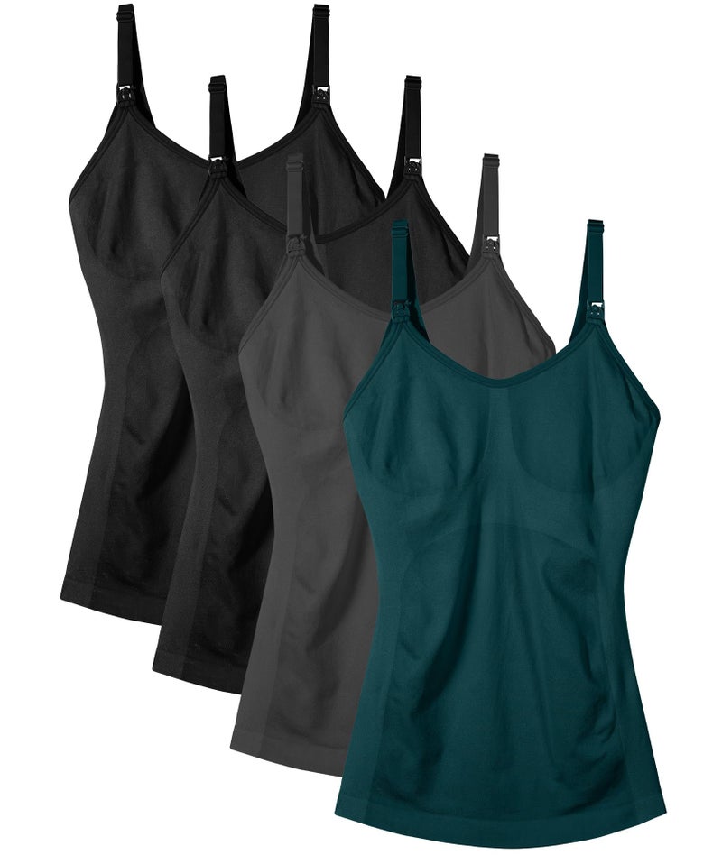 IMFASY Women's Maternity Nursing Tank Tops with Built in Bra for Breastfeeding Camisoles Shirt 4Pack - Image 1