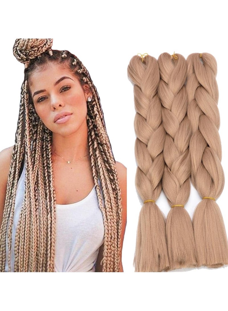 Estelle African braids Hair Extension,Crochet Braiding Hair Extensions Synthetic Braiding Hair High Temperature Synthetic Fiber Yaki Jumbo Braiding Hair (color 24, 3pcs) - Image 1