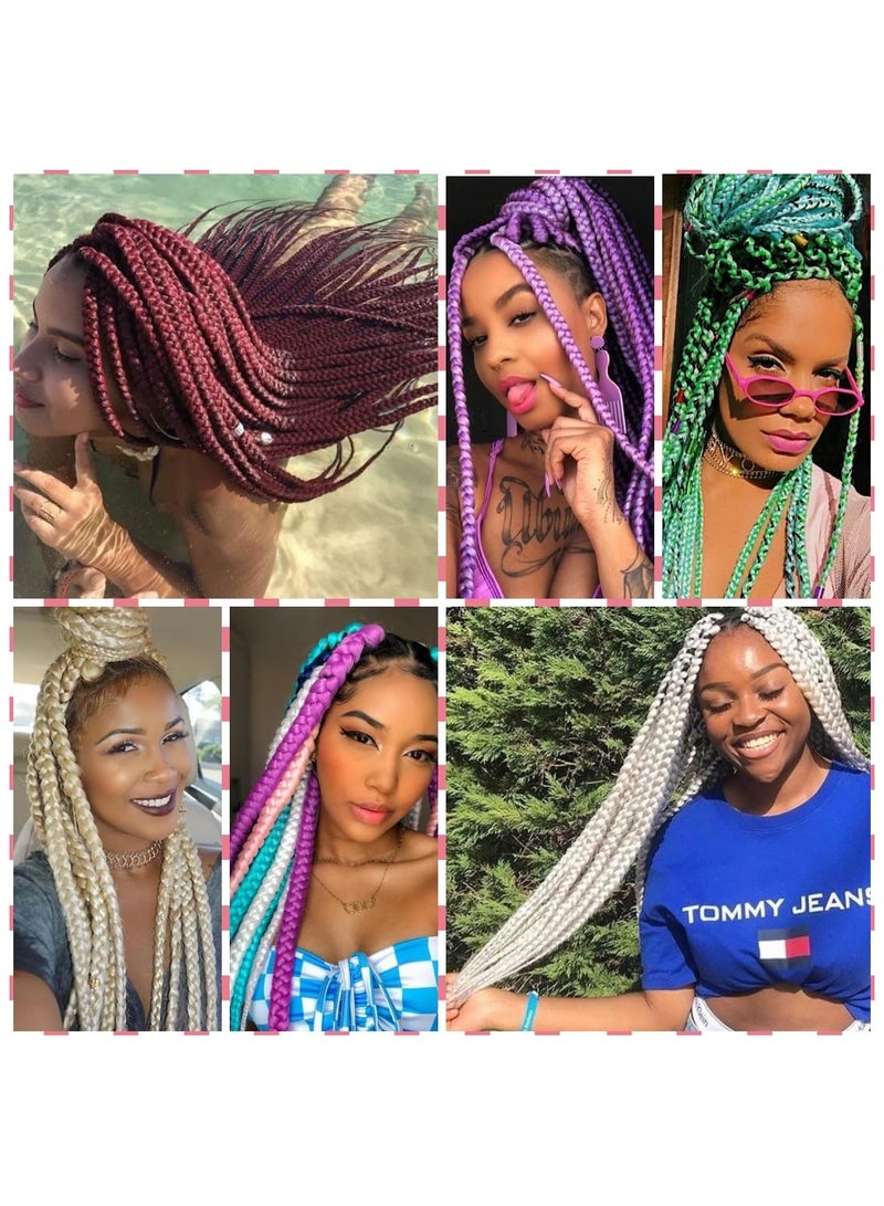Estelle African braids Hair Extension,Crochet Braiding Hair Extensions Synthetic Braiding Hair High Temperature Synthetic Fiber Yaki Jumbo Braiding Hair (color 24, 3pcs) - Image 5