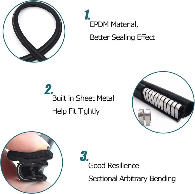 Tintvent Rubber Edge Trim 23Ft Car Door Seal Strip with Side Bulb - Universal Fit for Vehicles - Image 3