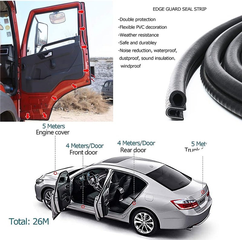 Tintvent Rubber Edge Trim 23Ft Car Door Seal Strip with Side Bulb - Universal Fit for Vehicles - Image 4