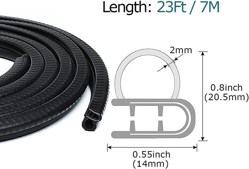 Tintvent Rubber Edge Trim 23Ft Car Door Seal Strip with Side Bulb - Universal Fit for Vehicles - Image 2