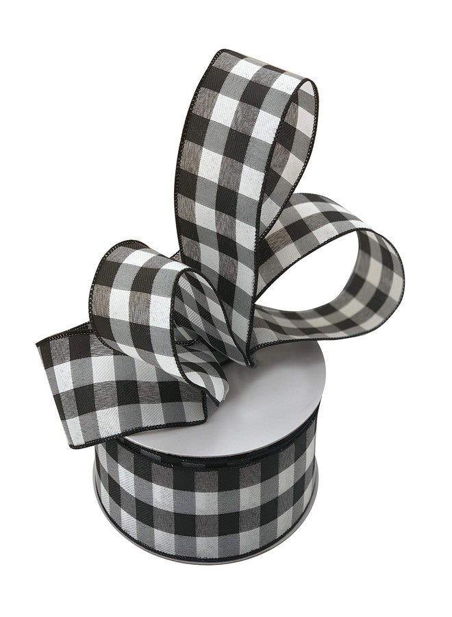 GiftWrap Etc. Buffalo Check Black White Ribbon - 2 1/2" x 50 Yards, Wired Edge, Plaid Christmas Ribbon, Wreath, Farmhouse Decor, Garland, Presents, Gift Basket, Wrapping, Ribbons for Crafts - Image 1