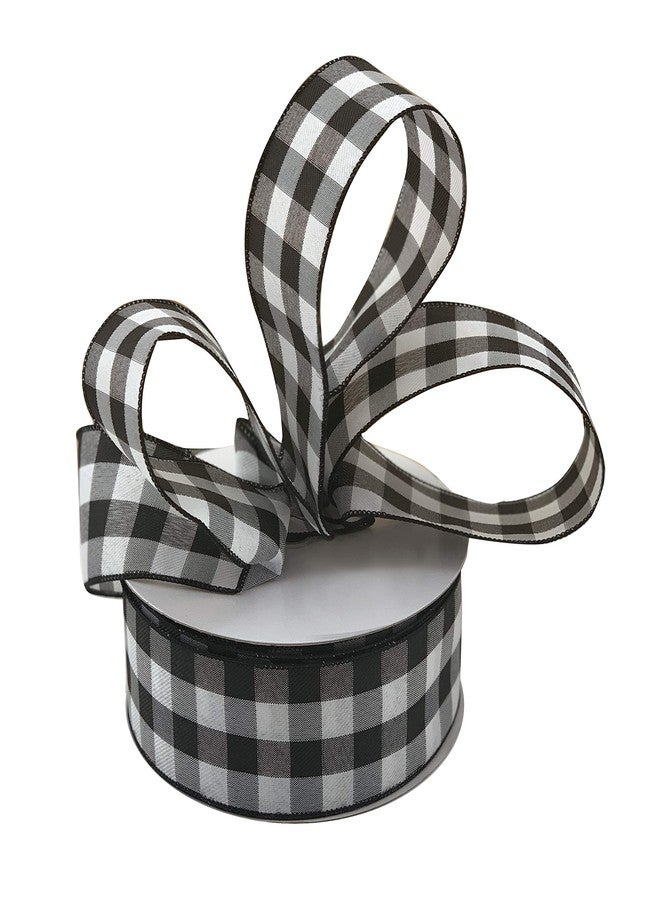 GiftWrap Etc. Buffalo Check Black White Ribbon - 2 1/2" x 50 Yards, Wired Edge, Plaid Christmas Ribbon, Wreath, Farmhouse Decor, Garland, Presents, Gift Basket, Wrapping, Ribbons for Crafts - Image 2