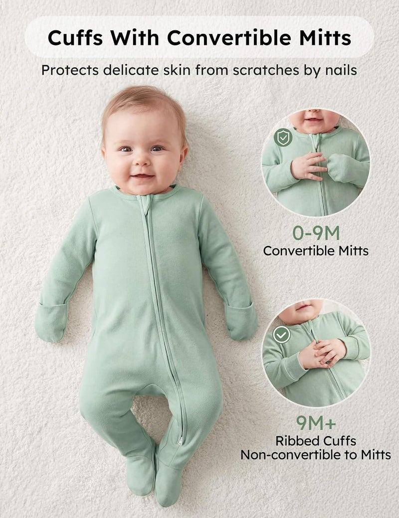Yoofoss Baby Pajamas 100% Organic Cotton Baby Sleepers for Newborn 0-3 3-6 6-9 Months Boys Girl Clothes 3pcs Footed PJs - Image 4