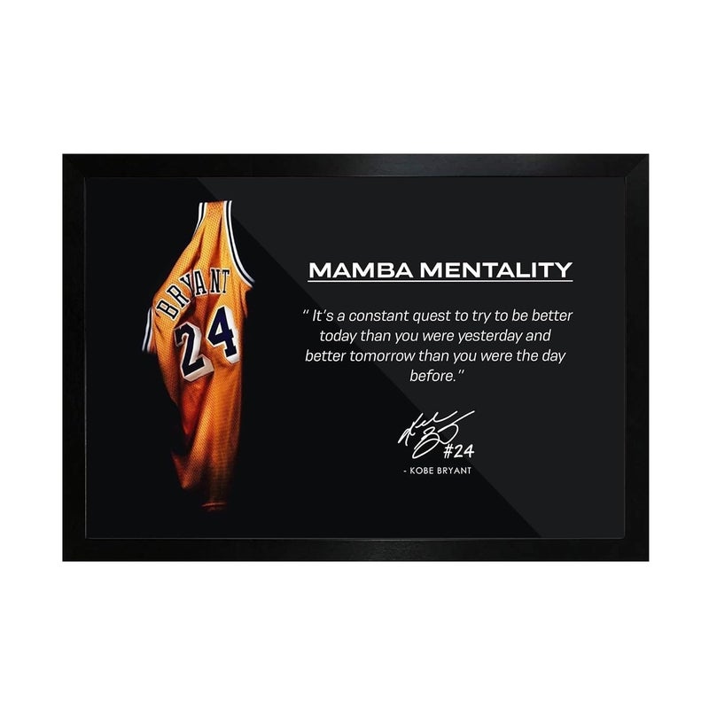 FRAMEO STORE Kobe Bryant Mamba Mentality Glass frame Kobe Bryant quote wall art framed poster A3 size 12 X 18 Inches - Image 2
