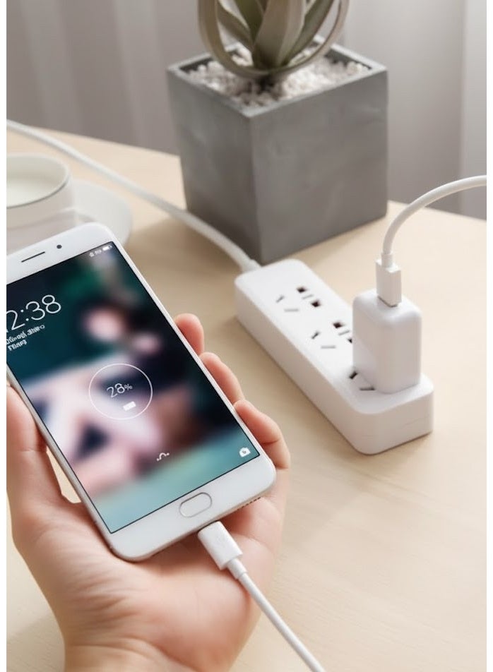 فونينج كابل شحن FONENG X23 VOOC Flash Charge مايكرو 5A بطول 1 متر – شحن فلاش سريع – لون أبيض - Image 3