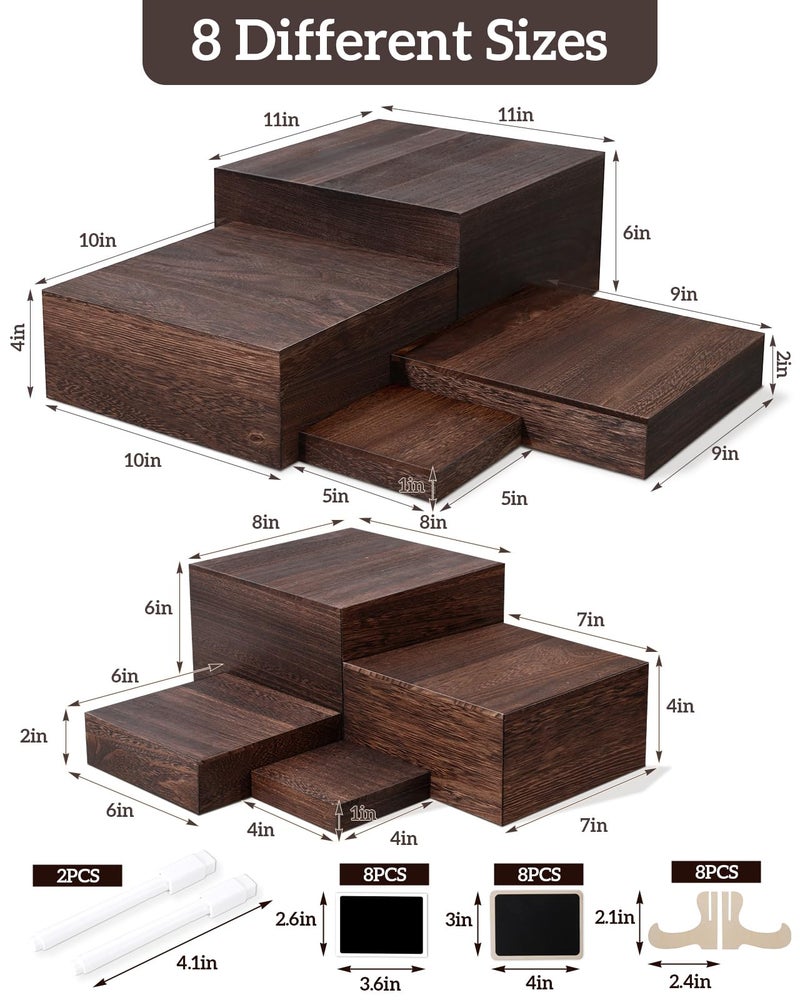 Zplontya 8 Size Nested Buffet Risers with Mini Signs, 8PCS Rustic Wooden Cake & Dessert Display Set, Vintage Wood Crates for Party, Wedding, Baby Shower Table Decor - Image 2