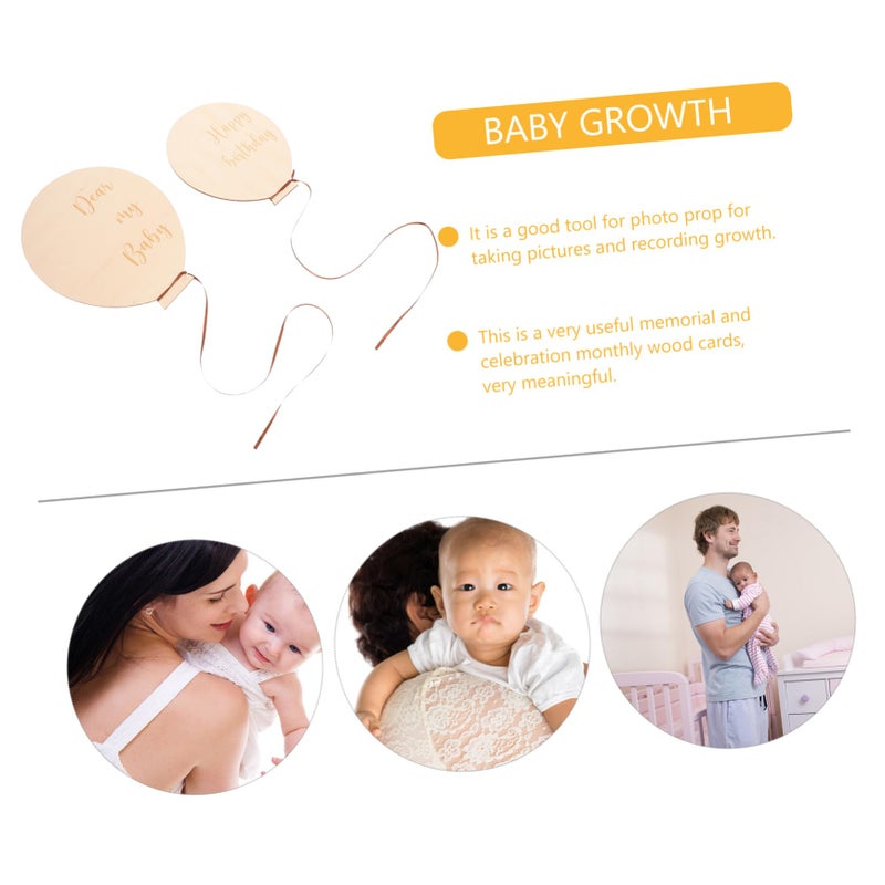 2Pcs Wooden Monthly Growth Cards For Newborn Photography And Milestone Signs - Image 4