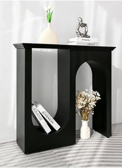 fashionhome Italian Light Luxury Double Arc Narrow Entryway Table Minimalist Modern Decorative Console Table Rectangular Storage Stand Display Table for Foyer Entryway Living Room Hallway 110x32x104 cm (Fully Assembled)  - Image 3