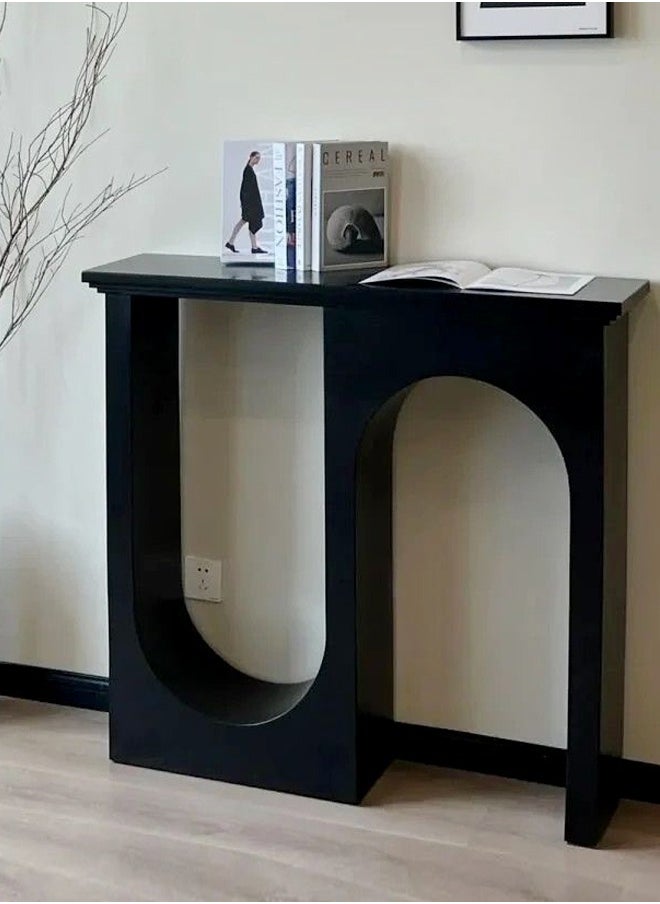 fashionhome - Italian Light Luxury Double Arc Narrow Entryway Table Minimalist Modern Decorative Console Table Rectangular Storage Stand Display Table for Foyer Entryway Living Room Hallway 110x32x104 cm (Fully Assembled) - Image 1