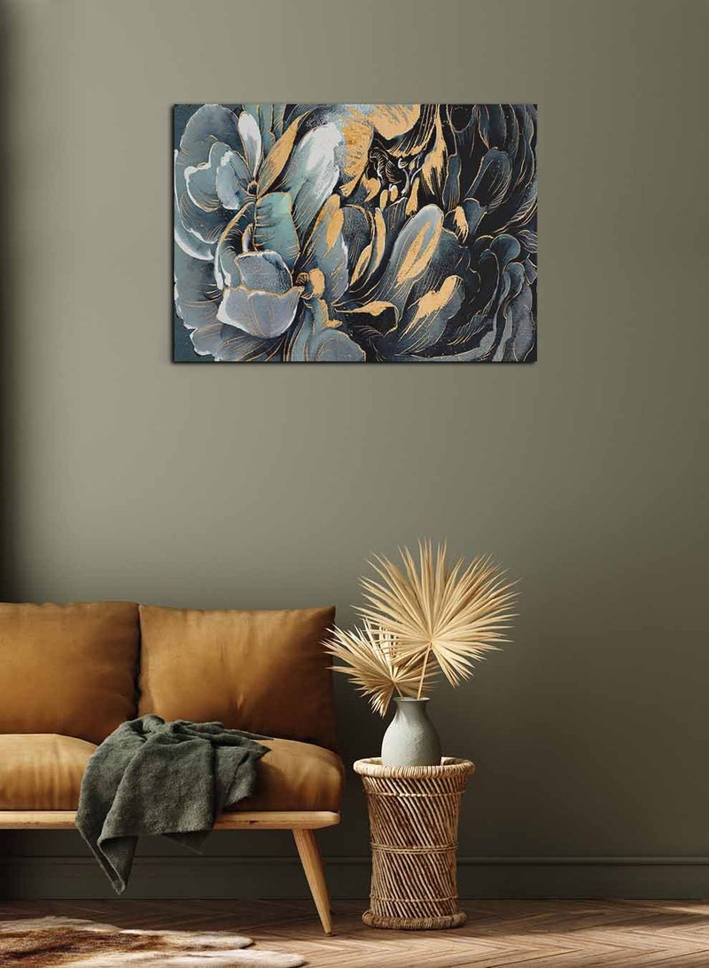 LOWHA Framed Canvas Wall Art Stretched Over Wooden Frame, Flowes Landscape Orientation Painting, For Home, Living Room, Office Decor - Image 1