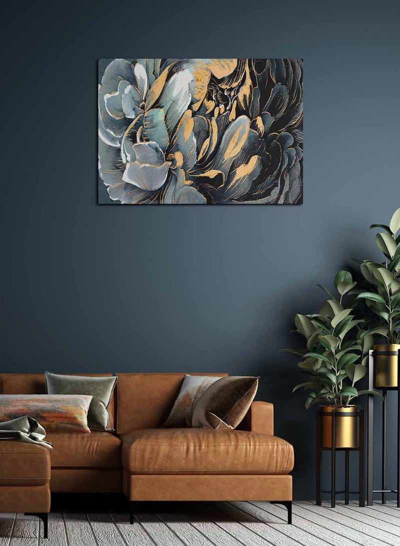 LOWHA Framed Canvas Wall Art Stretched Over Wooden Frame, Flowes Landscape Orientation Painting, For Home, Living Room, Office Decor - Image 2