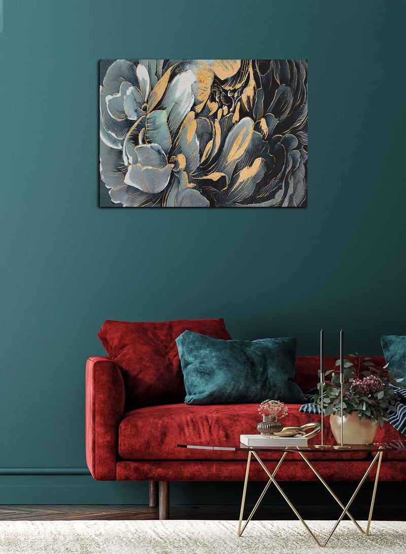 LOWHA Framed Canvas Wall Art Stretched Over Wooden Frame, Flowes Landscape Orientation Painting, For Home, Living Room, Office Decor - Image 3