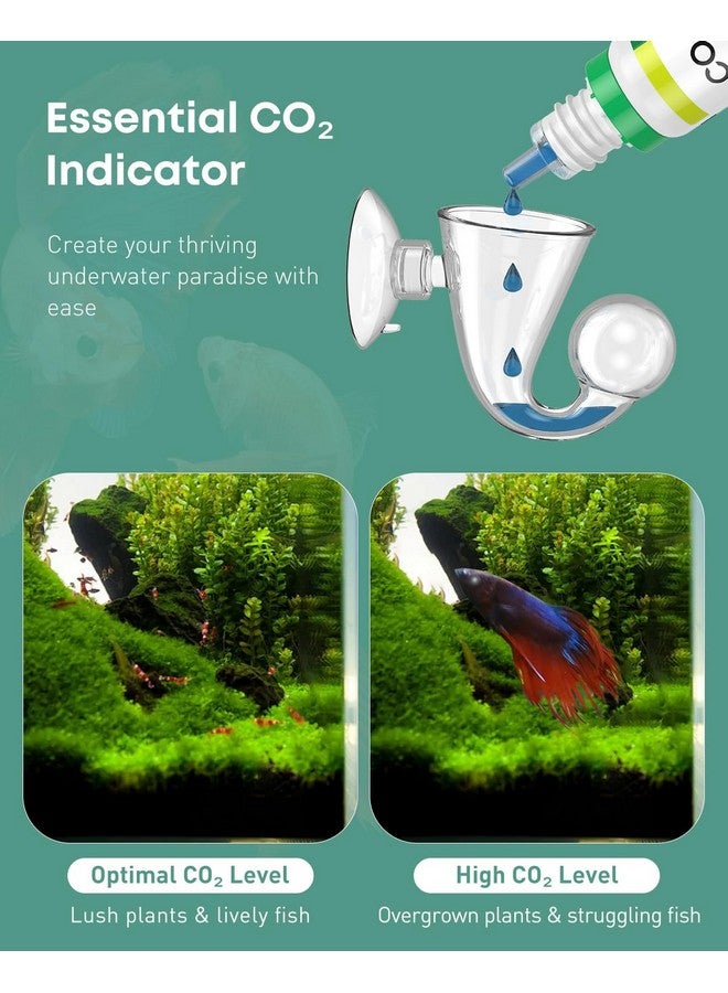 Pawfly Glass CO2 Drop Checker for Aquarium CO2 Indicator for Planted Fish Tank CO2 Monitor Kit with Solution & Suction Cups CO2 Detector Aquarium CO2 Tester Fish Tank Carbon Dioxide Checker - Image 2