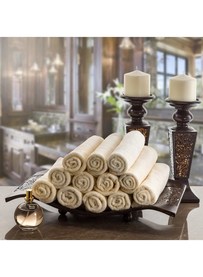Creative Scents Monogrammed Gifts, Fingertip Towels, 11 x 18 Inches - Set of 4- Decorative Golden Brown Embroidered Towel - Extra Absorbent 100% Cotton- Personalized Gift- for Bathroom/ Kitchen- Initial R (Ivory) - Image 4